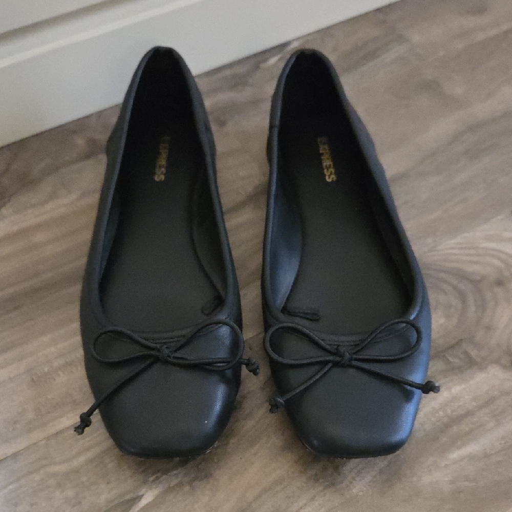 Express Black Square-Toe Flats